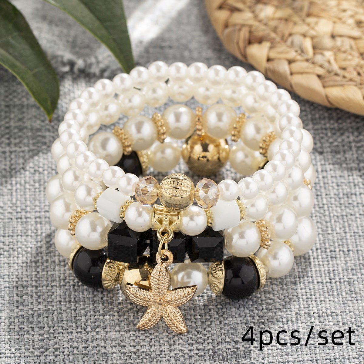 Shi Jewelry Starfish Pearl Multi Layer Bead Bracelet Beads
