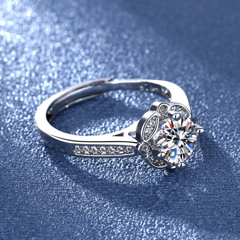 1-carat Moissanite Open-end Ring For Women