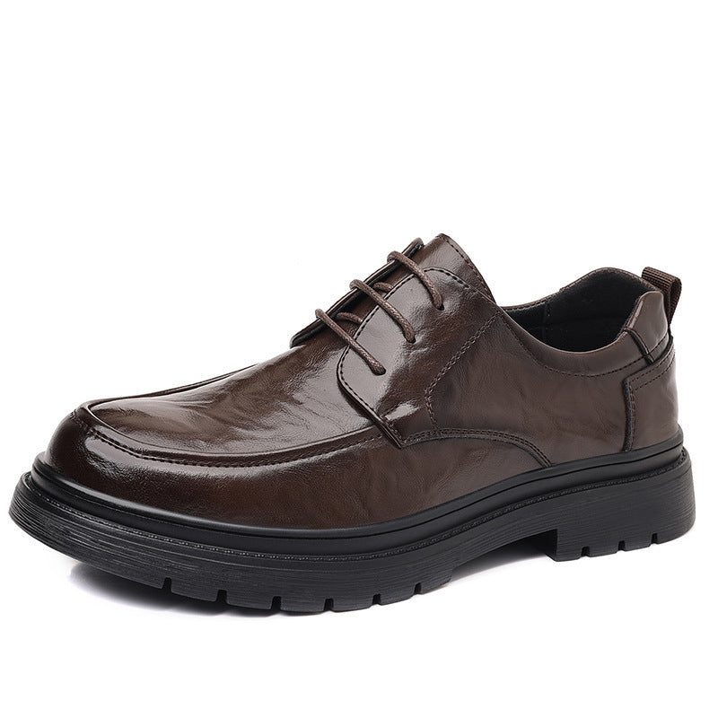 Leisure Chunky-soled Elevating Leather Shoes