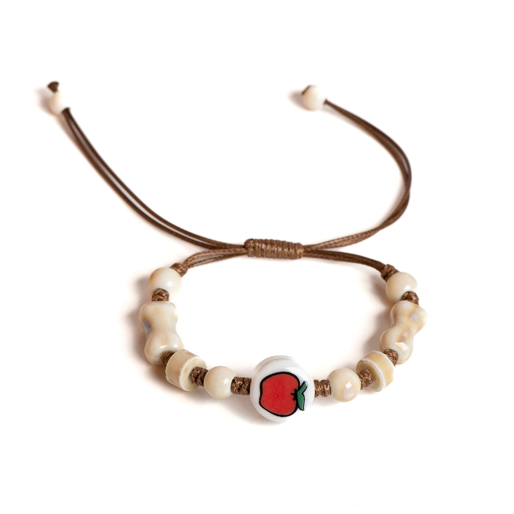 Handmade Ceramic Bracelet Woven Cord Cute Cartoon Styl