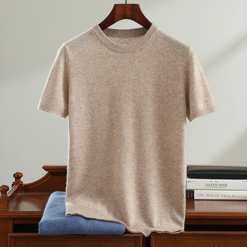 Men's Round Neck Simple Fashion Business Versatile Short Sleeve Sweater