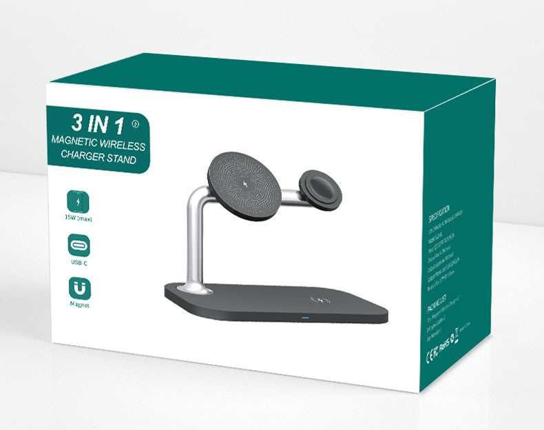 Caricabatterie wireless magnetico 3 in 1