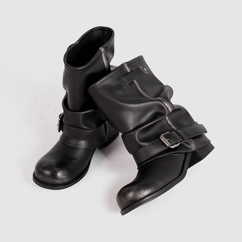 Women's Pleated Dr Martens Style Boots