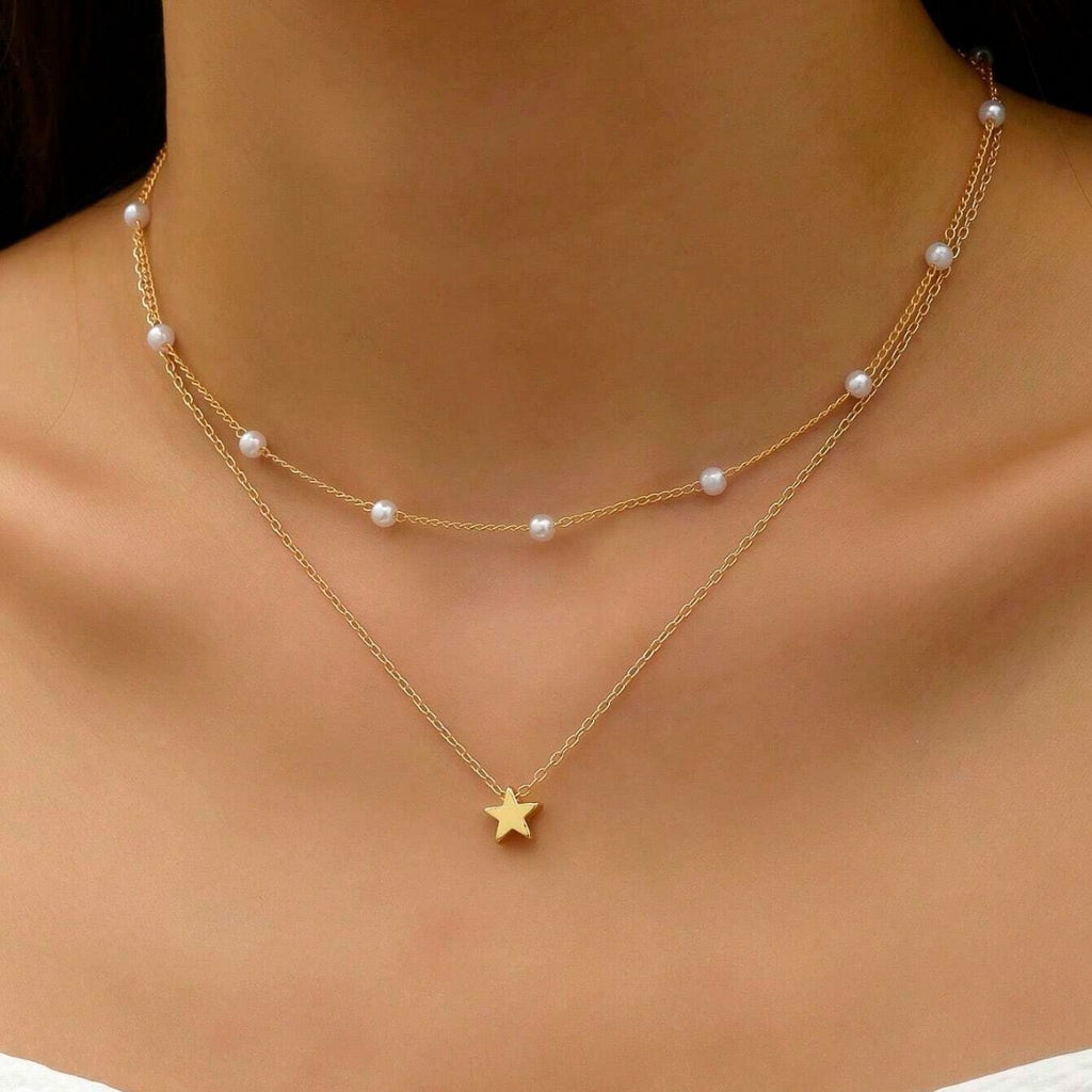 Womens Retro Alloy Layered Clavicle Necklace