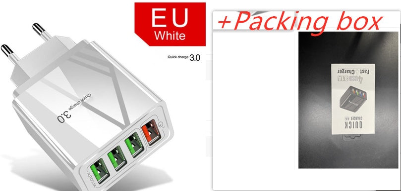 Caricabatterie per cellulare illuminato 4USB con testina di ricarica 3A