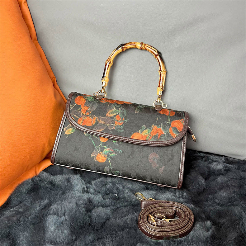 Vintage Chinese-style Handbag With Atmospheric Retro Patterns Made From Xiangyun Silk