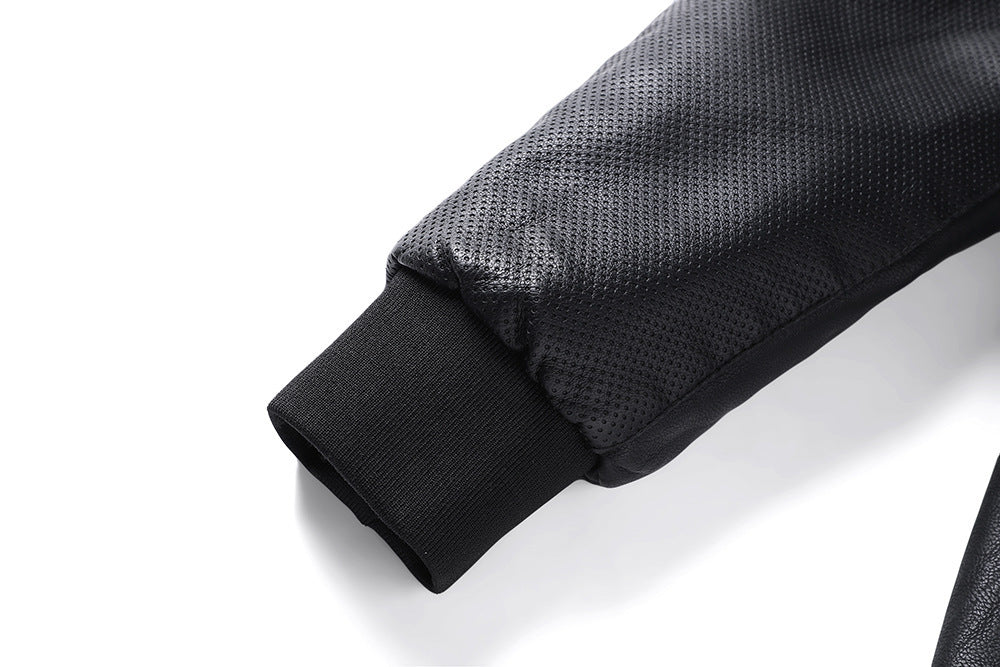 Giacca invernale in pelle PU con collo alto da uomo