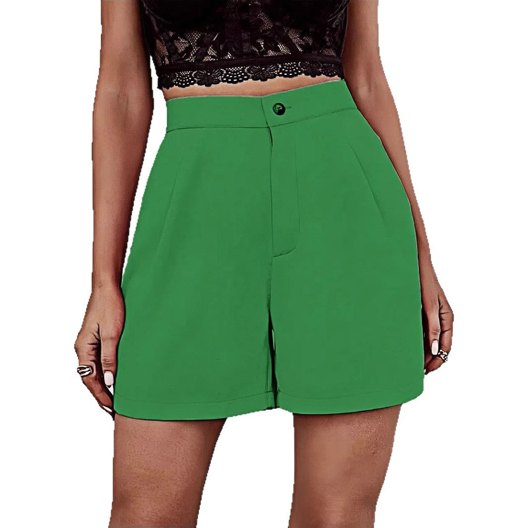 Women's Solid Color Wide-leg Comfortable Casual High-waisted Shorts
