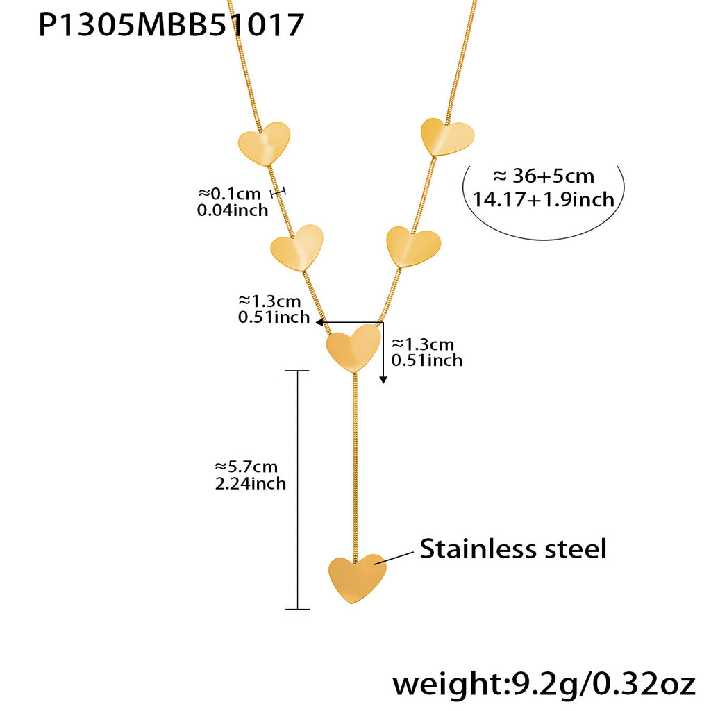 Elegant Long Y-shaped Heart Tassel Layered Clavicle Necklace