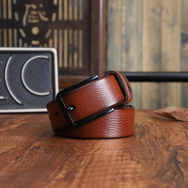 Men's Alloy Pin-buckle Belt With Top-layer Cowhidenew Casual Style