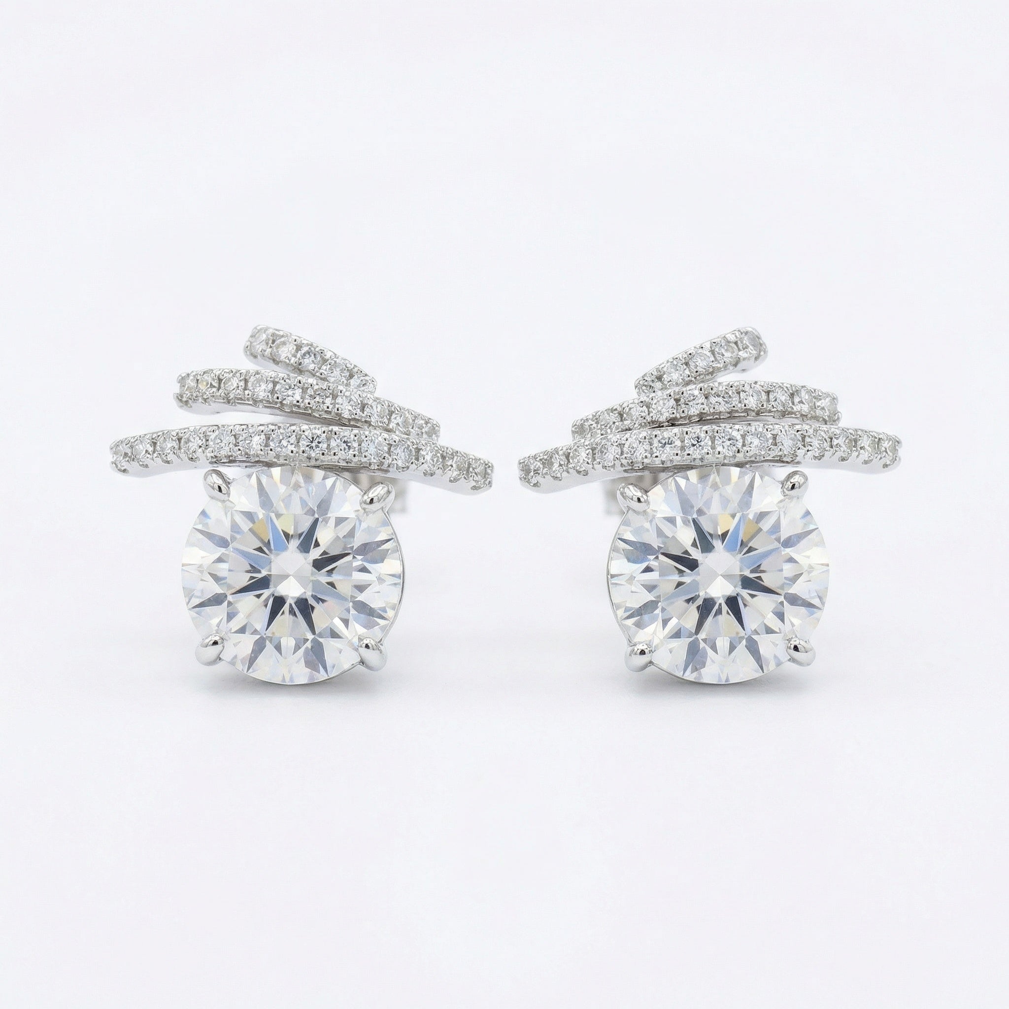 925 Sterling Silver Exquisite Radiant Sunny Gemstone Studs with Sparkling Ribbon Accents and Shimmering Pavé Details