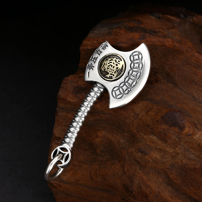 925 Sterling Silver Money Axe Pendant With A Single Axe To Ward Off A Hundred Calamities