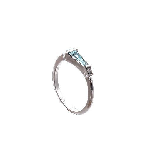 Minimalist Light-luxury Cool-toned Ring Inlaid With Sky-blue Zircon