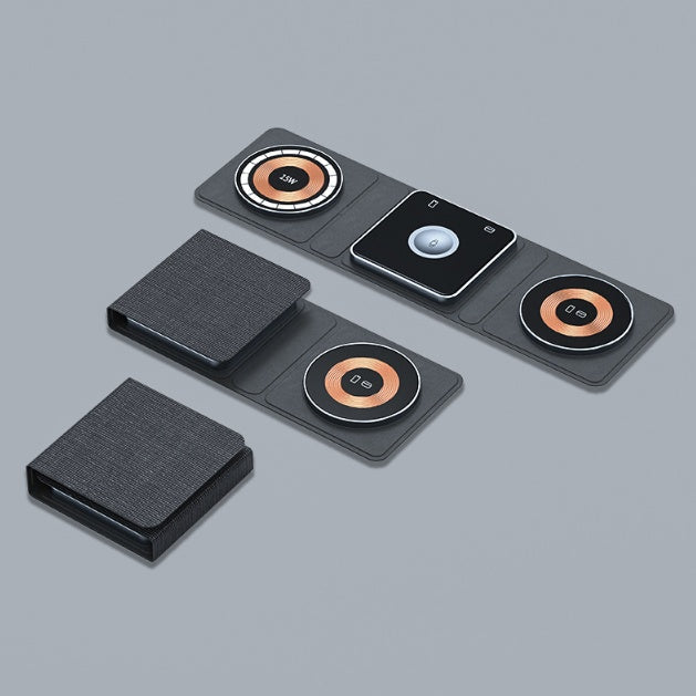 3 IN 1 Magnetic Folding Wireless Charger Station For IPhone Transparent Fast Charging For IWatch And Airpods TRENDFLOW
