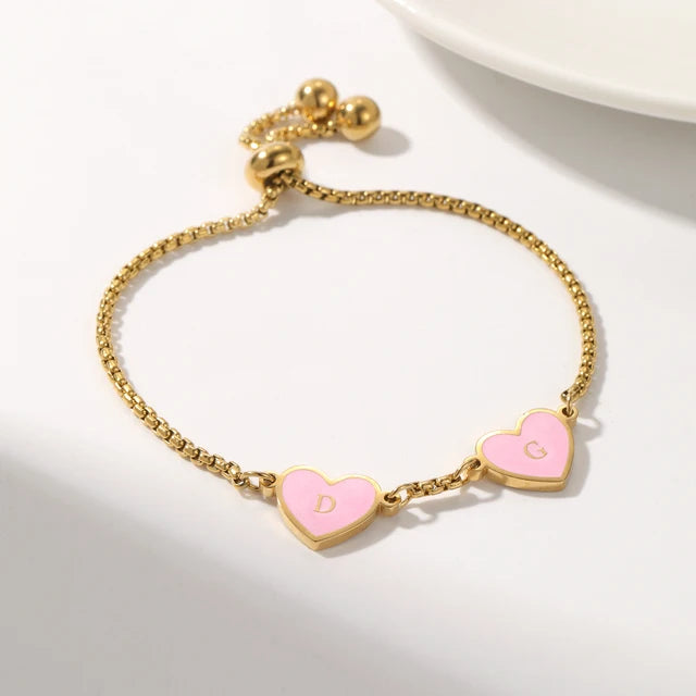 Personalised Colorful Heart Name Bracelet For Women