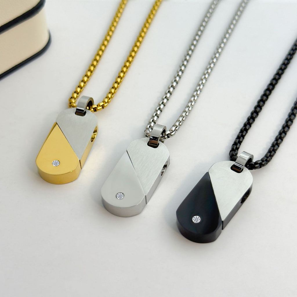 Stainless Steel Heart-Shaped Rotating Military Dog Tag Necklace