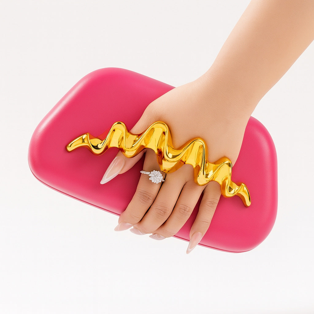 Irregular Shaped PU Wrist Bag Fashionable Handbag For Weddings And Evening Parties