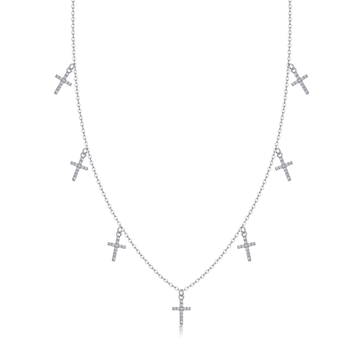 Holy Light Cross - A Fashionable And Light Luxury Jewelry Pendant Necklace Set With Top-quality Moissanite, S925 Silver Plated Platinum