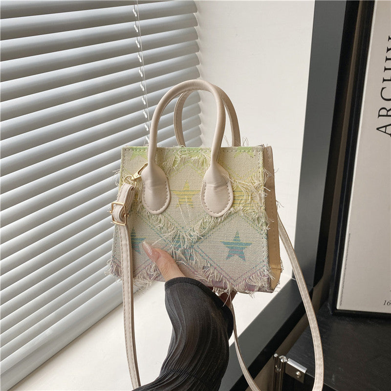 Fashionable And Minimalist Women's Single-shoulder Denim Plaid Crossbody Bag