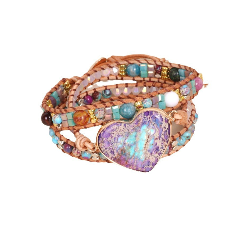Retro Purple Multi-color Woven Bracelet With Multiple Layers Of Winding