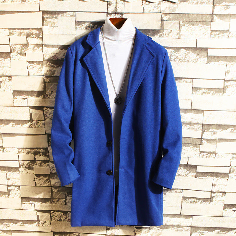 Wool Coat, Mid-length Men's Outerwear