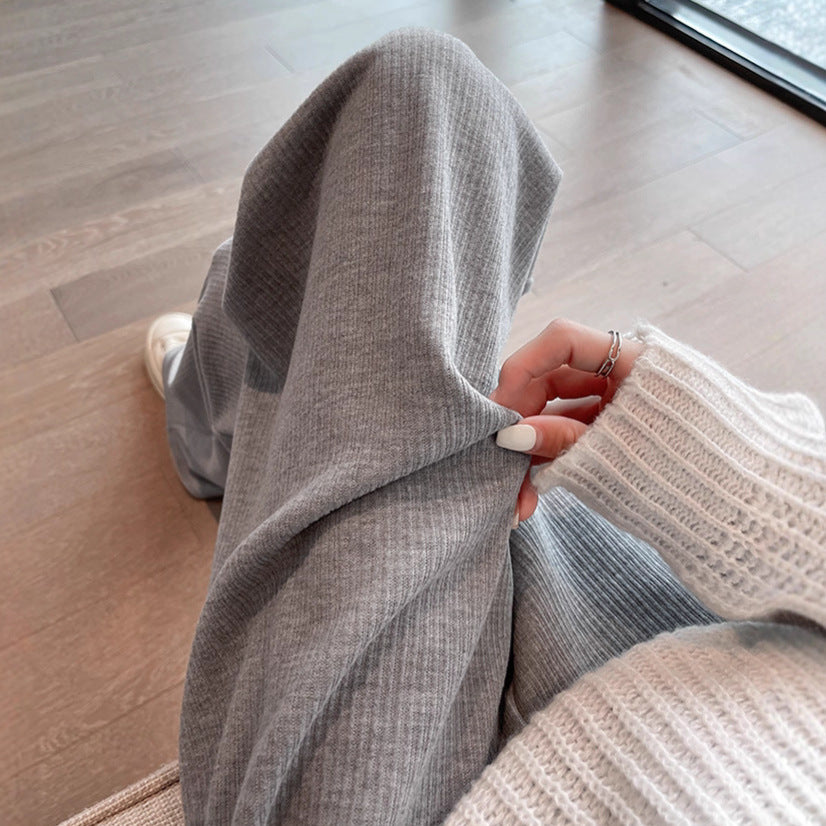 Women's Versatile Knitted High-Waist Slimming Wide-Leg Pants