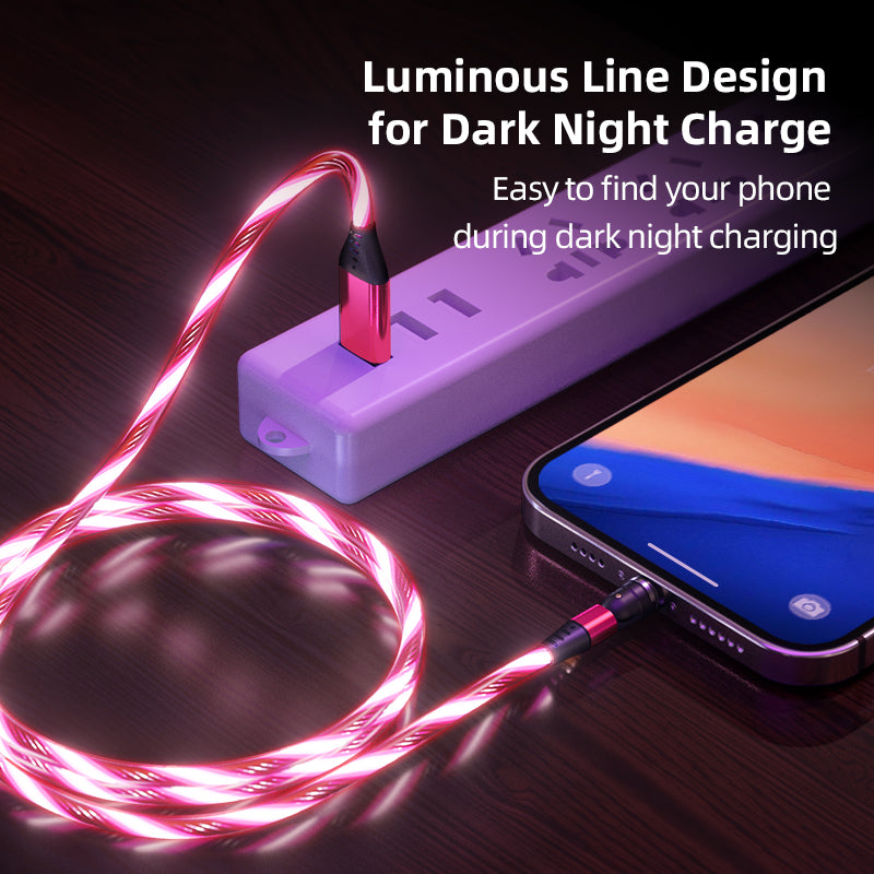 540 Rotate Luminous Magnetic Cable 3A Fast Charging Mobile Phone Charge Cable For LED Micro USB Type C For I Phone Cable TRENDFLOW