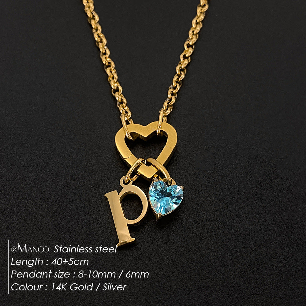 Titanium Steel Necklace With 26 English Letters That Does Not Fade And Is Washable