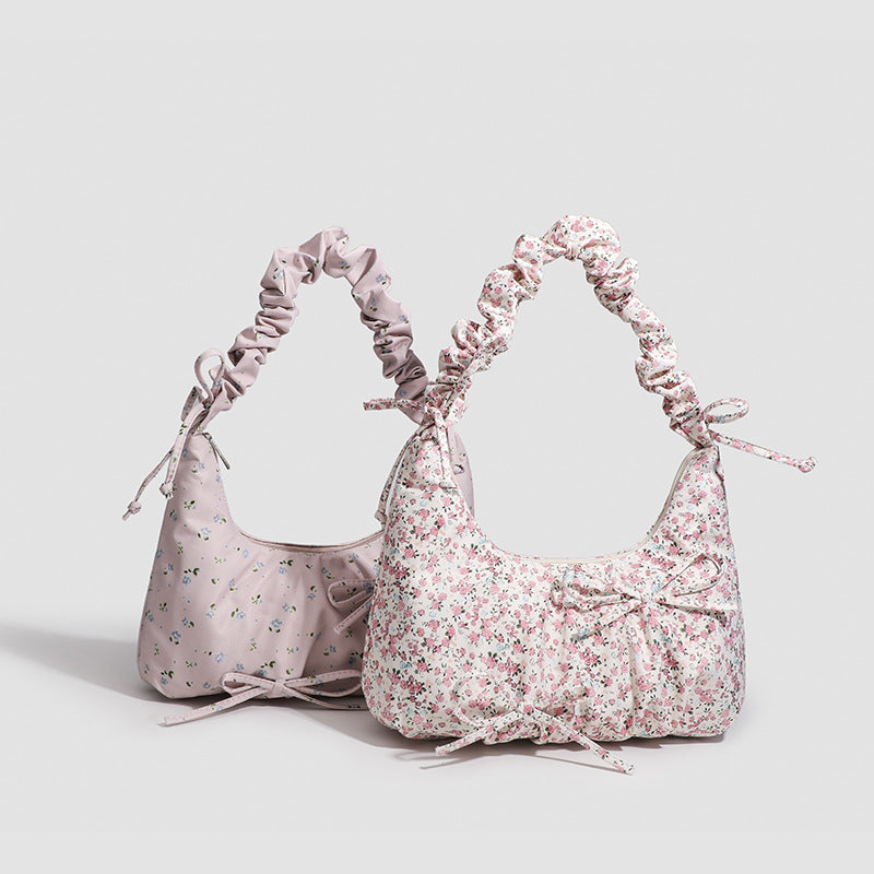 Womens Floral Crossbody Bag With Bow Accent