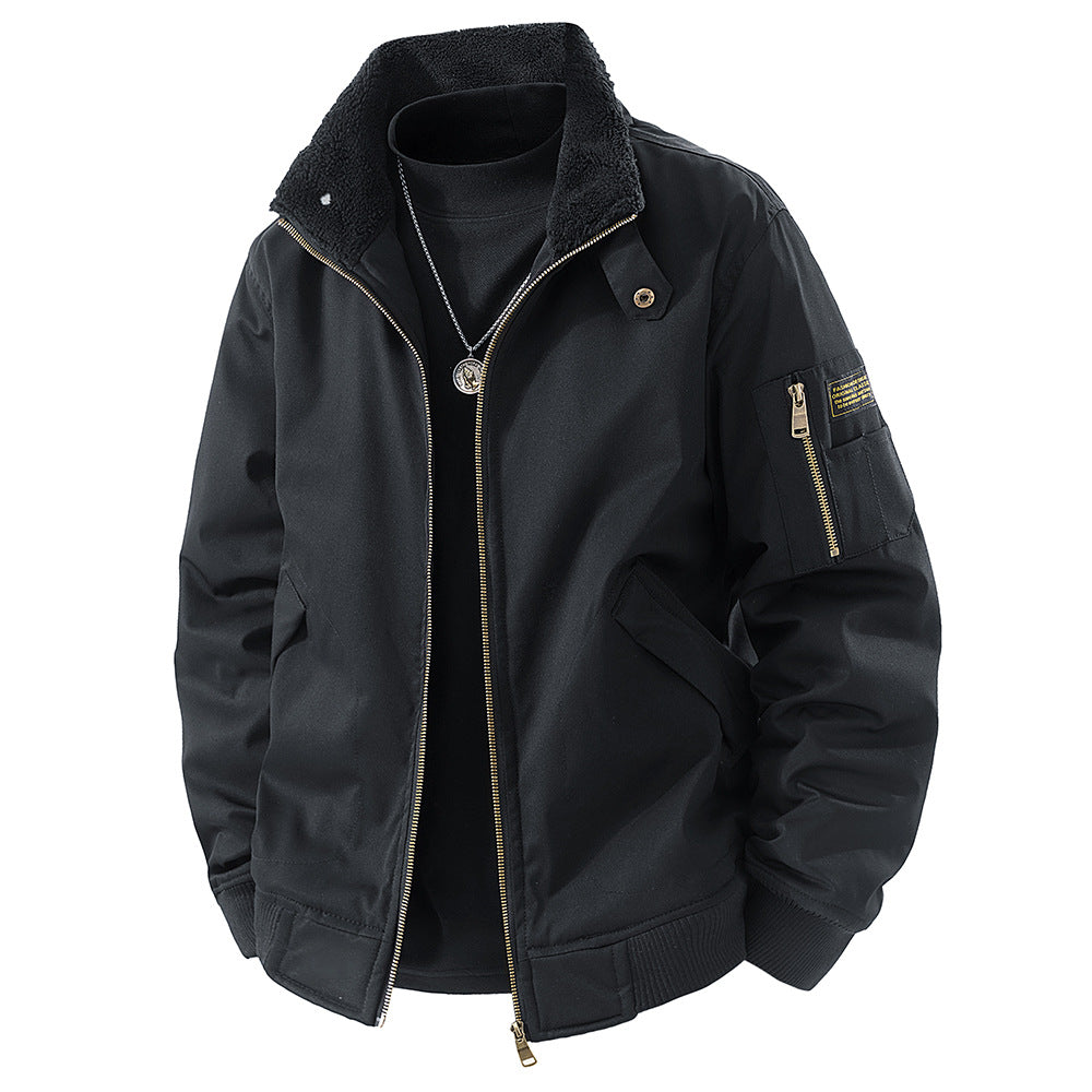 Men's Pure Cotton Fleece-lined Thickened Jacket