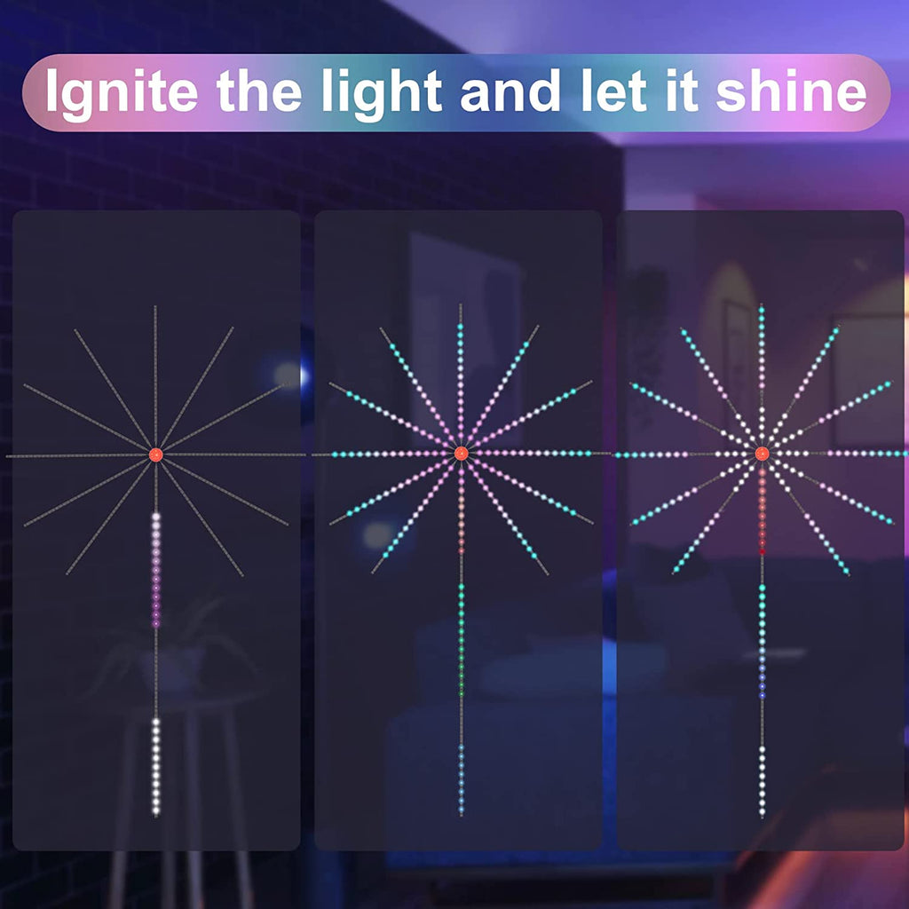 Firework Lights LED Strip Music Sound Sync Color Changing Remote Control LED Firework Light For Room Party TRENDFLOW