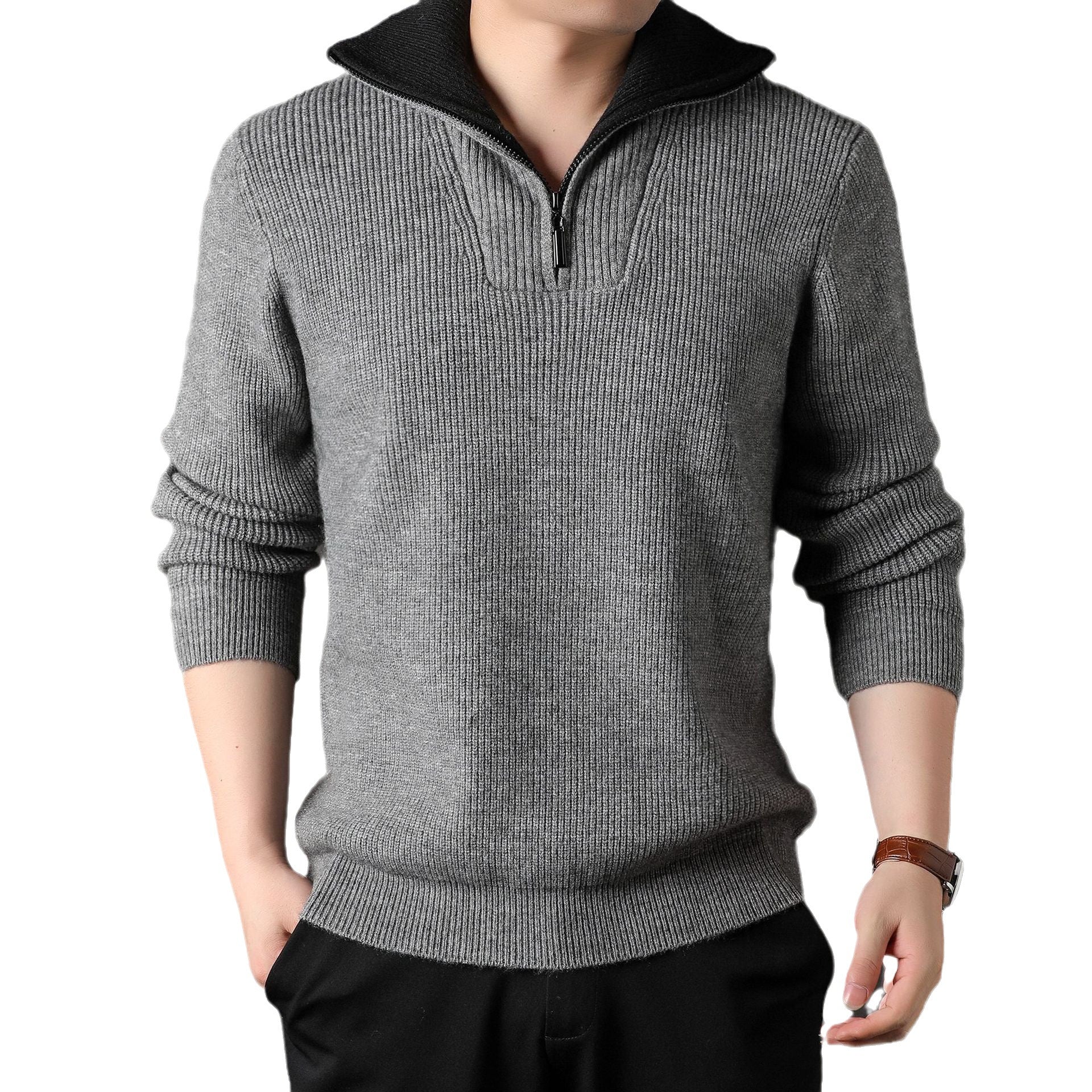 Twisted Jacquard Lapel Sweater Cardigan Men