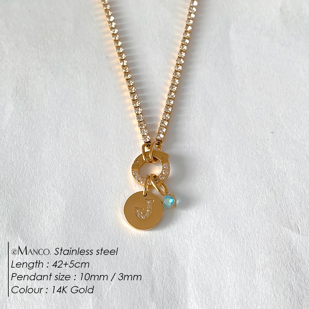 Titanium Steel 26 Letter Necklace That Can Be Washed With Water Without Fading