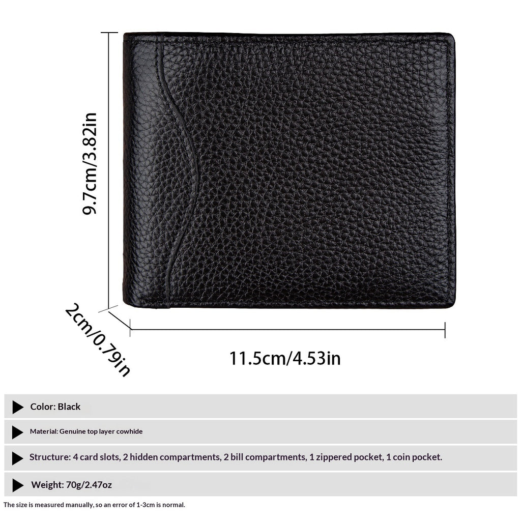 Men's Anti-Scanning RFID High-Capacity Credit Card Holder Made From First-Layer Cowhide Leather