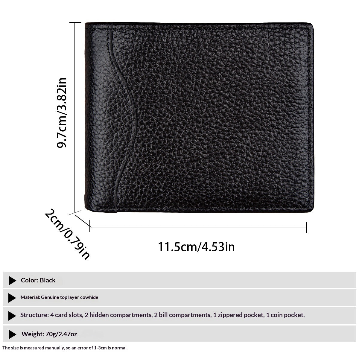 Men's Anti-Scanning RFID High-Capacity Credit Card Holder Made From First-Layer Cowhide Leather