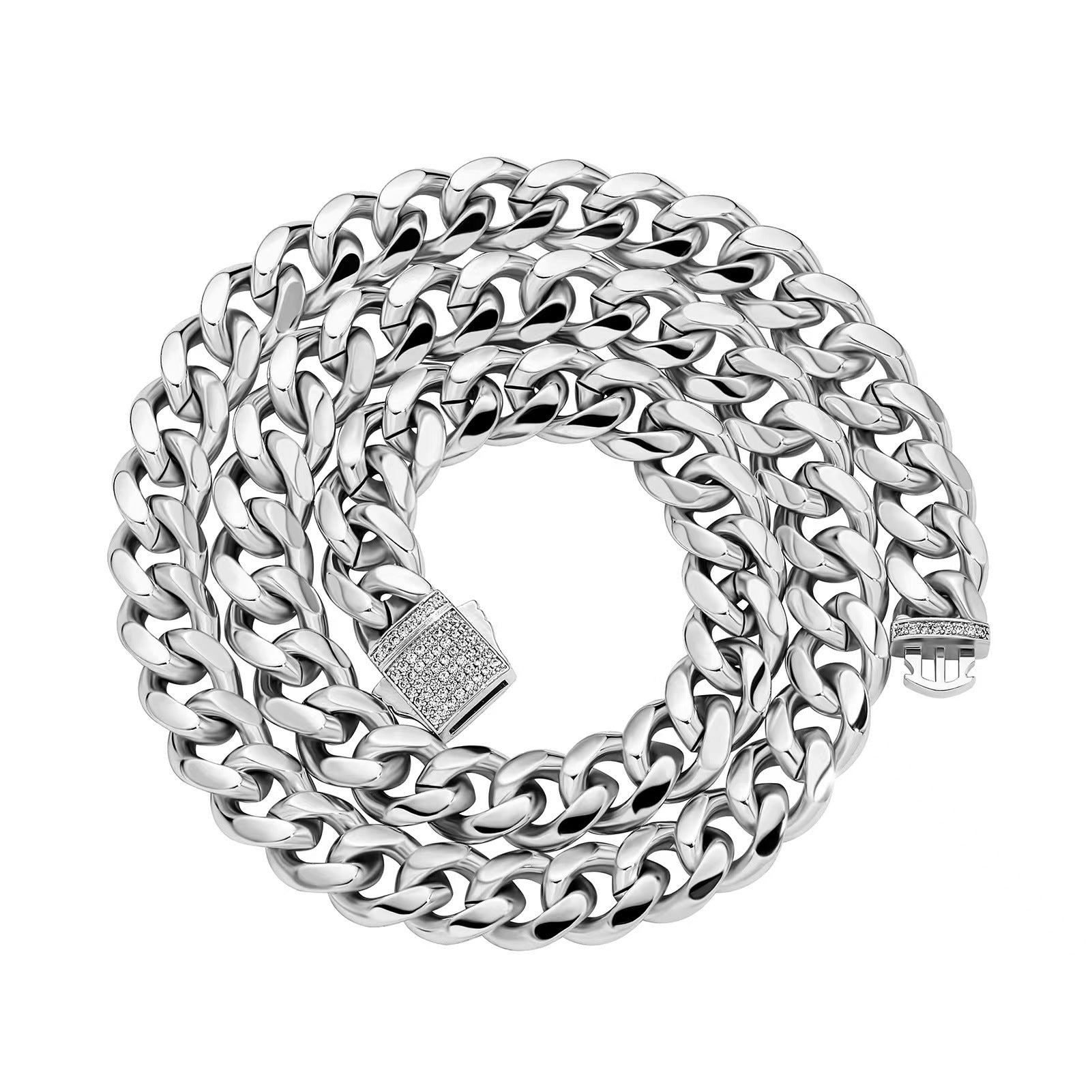 Micro-pave Zircon Polished Bronze Buckle Necklace