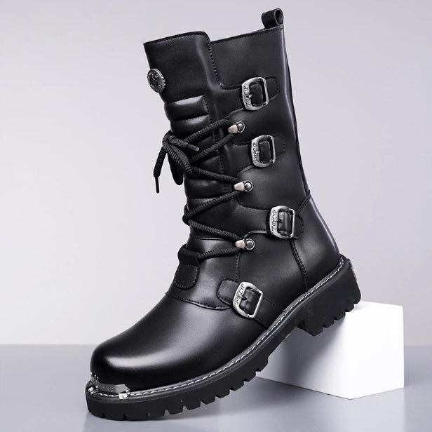 Autumn And Winter High-top Boots Men's Trendy Riding BootsBritish-style Denim Vintage Equestrian Boots