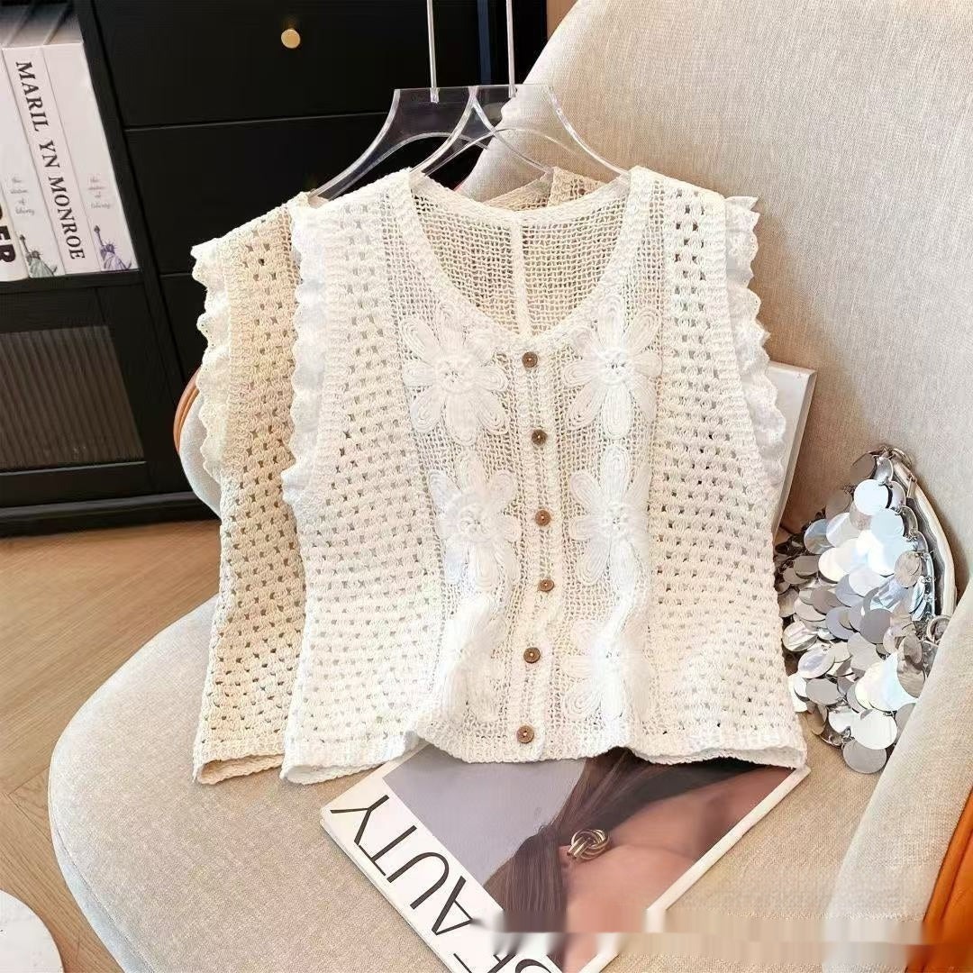 Summer Style Retro Hollow Crochet Vest Womens Top