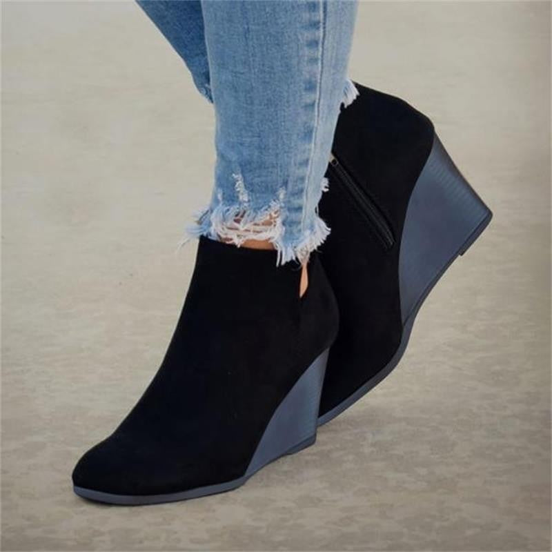 Wedge-heeled Suede Short Boots Autumnwinter Martin Style