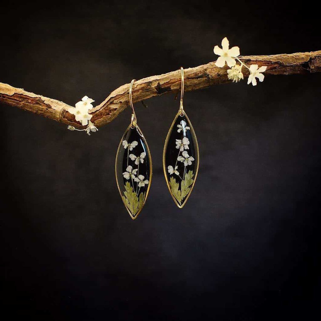 Europe And America New Epoxy Resin Real Flower Earrings