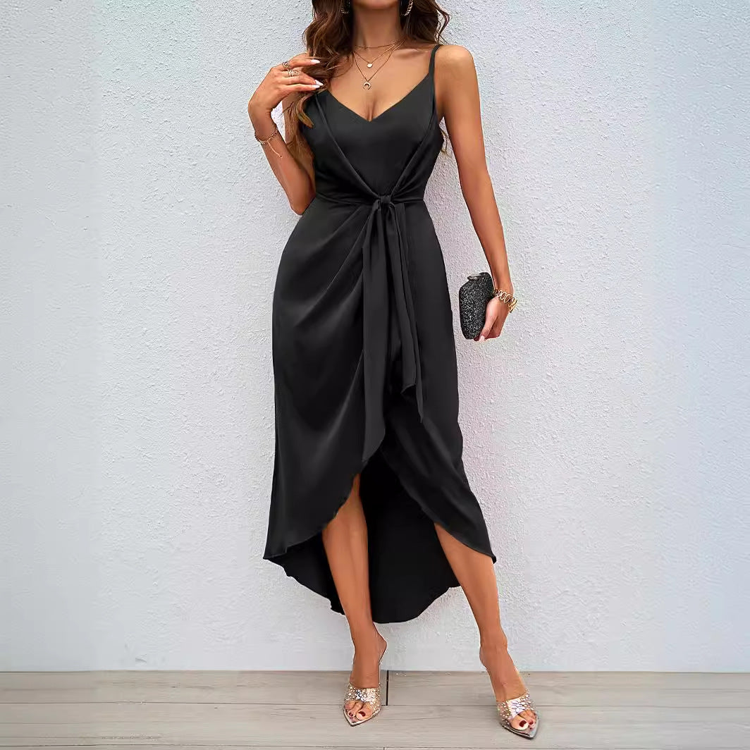 Women's Versatile Solid Color Strappy Dress