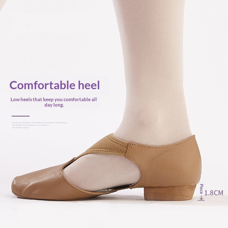 Full-grain Leather Teacher Jazz Dance Shoes With Soft Soles