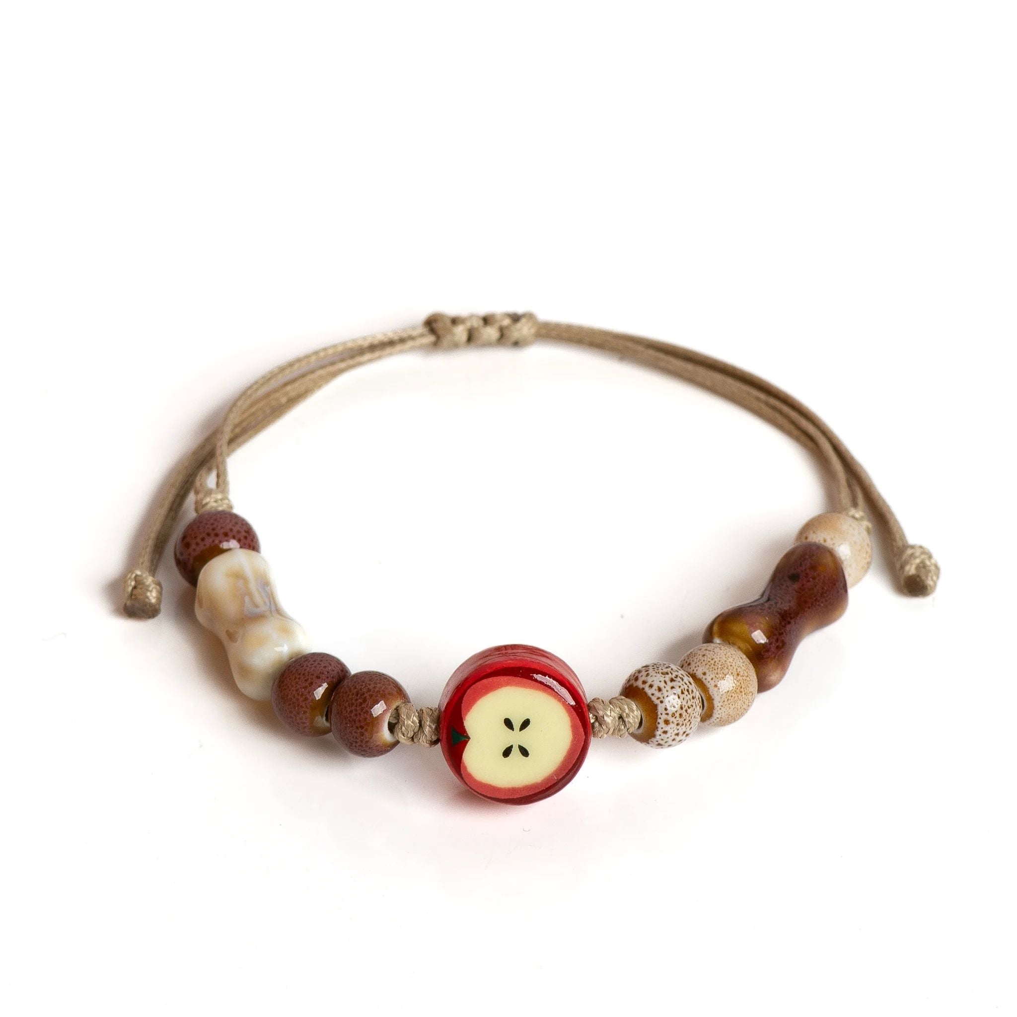 Handmade Ceramic Bracelet Woven Cord Cute Cartoon Styl