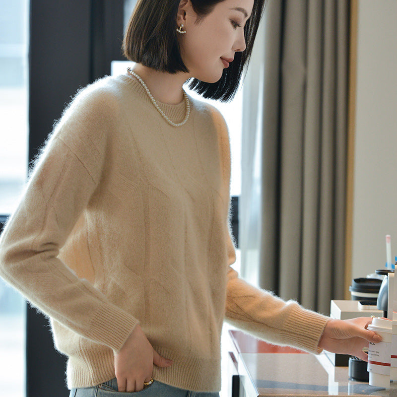Women's Crew-neck Minimalist-style Loose-fit Sweater