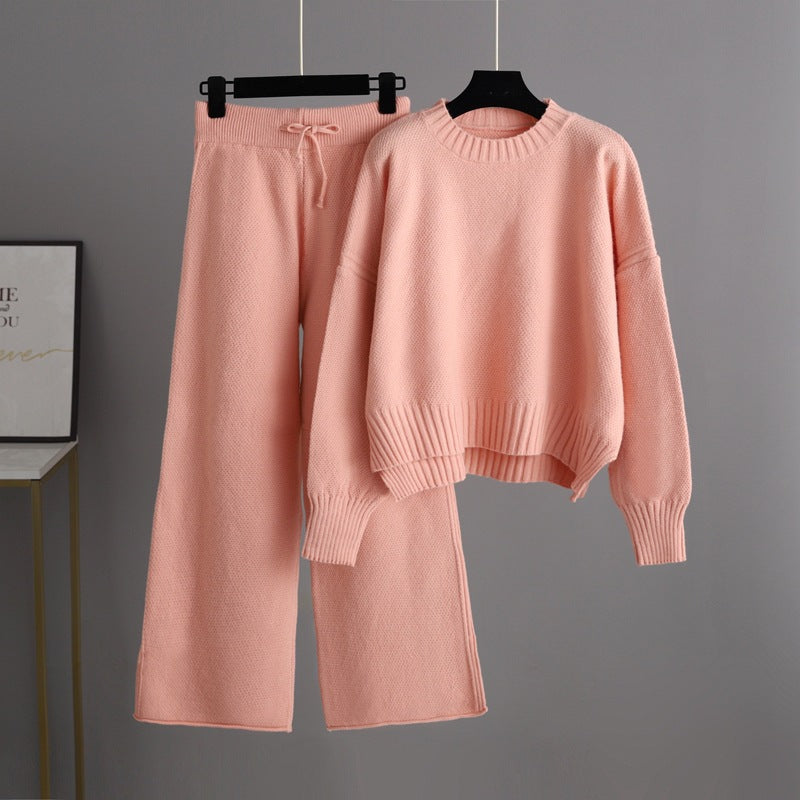 Fashionable Casual Knitted Pants Set For Women