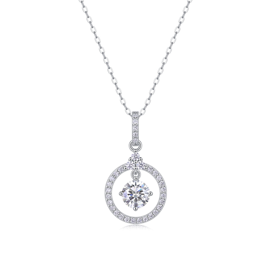 Love Ring - A Fashionable And Light Luxury Jewelry Pendant Necklace Set With Top-quality Moissanite, S925 Silver Plated Platinum