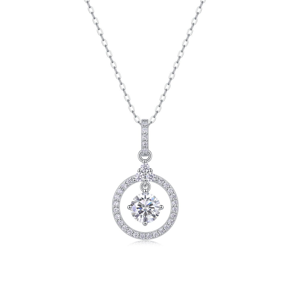 Love Ring - A Fashionable And Light Luxury Jewelry Pendant Necklace Set With Top-quality Moissanite, S925 Silver Plated Platinum