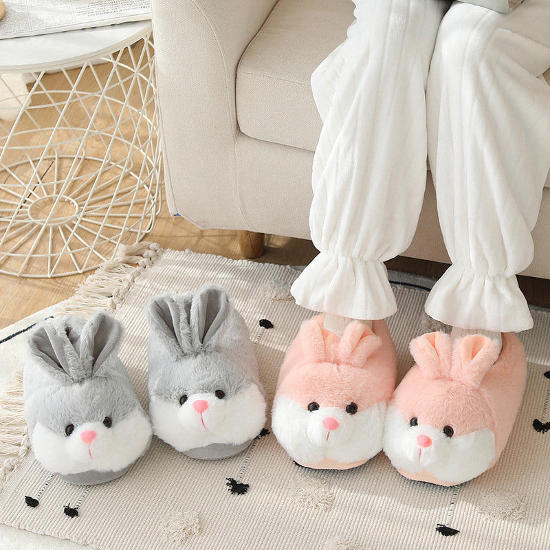 Autumn And Winter Cartoon Cute Bunny-heeled Cotton Slippers