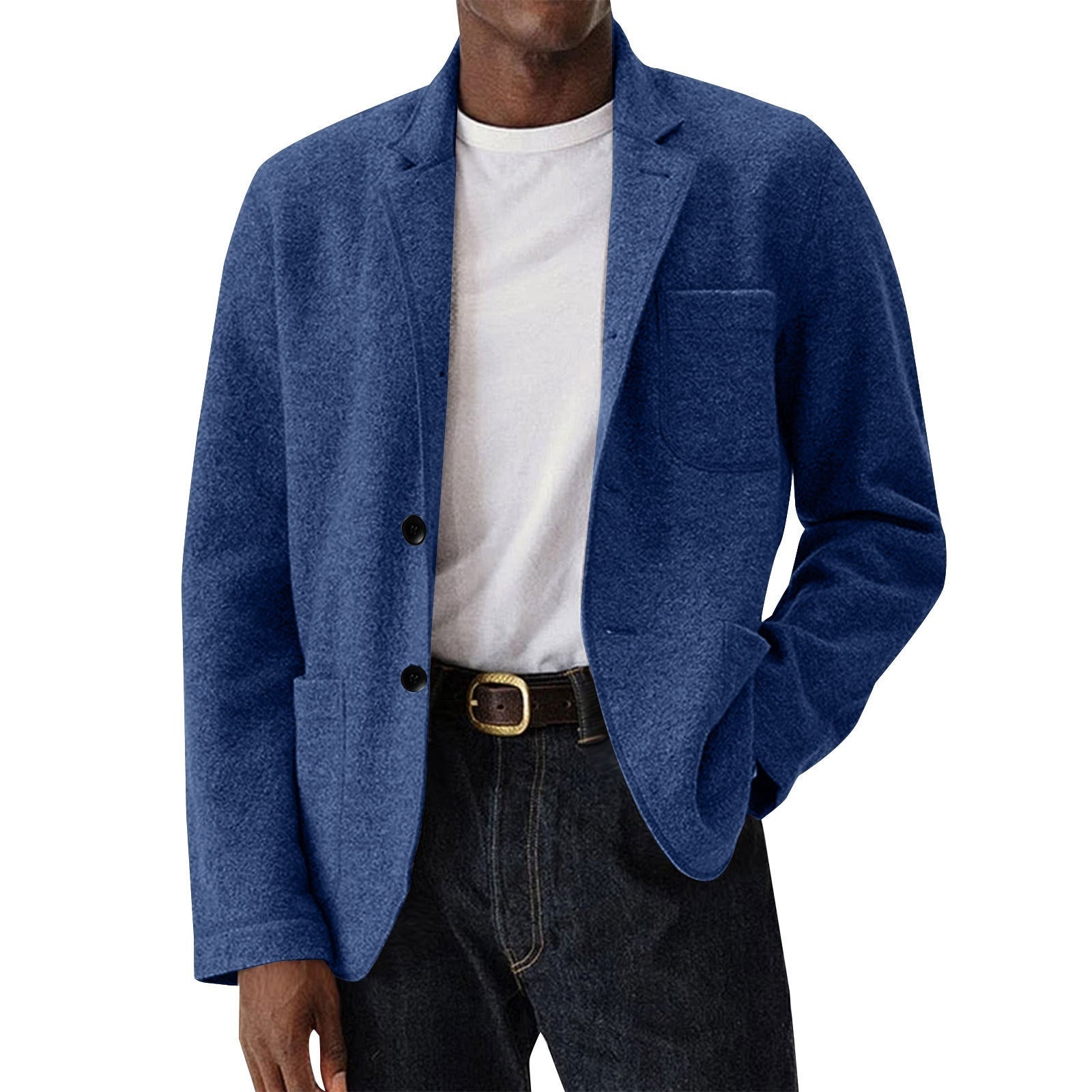Men's Solid-Color Casual All-Match Wool Coat