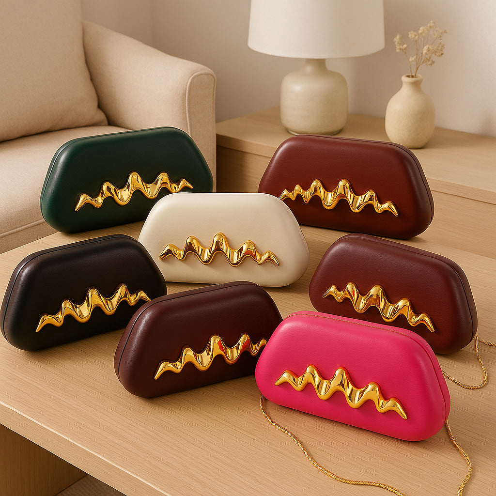 Irregular Shaped PU Wrist Bag Fashionable Handbag For Weddings And Evening Parties
